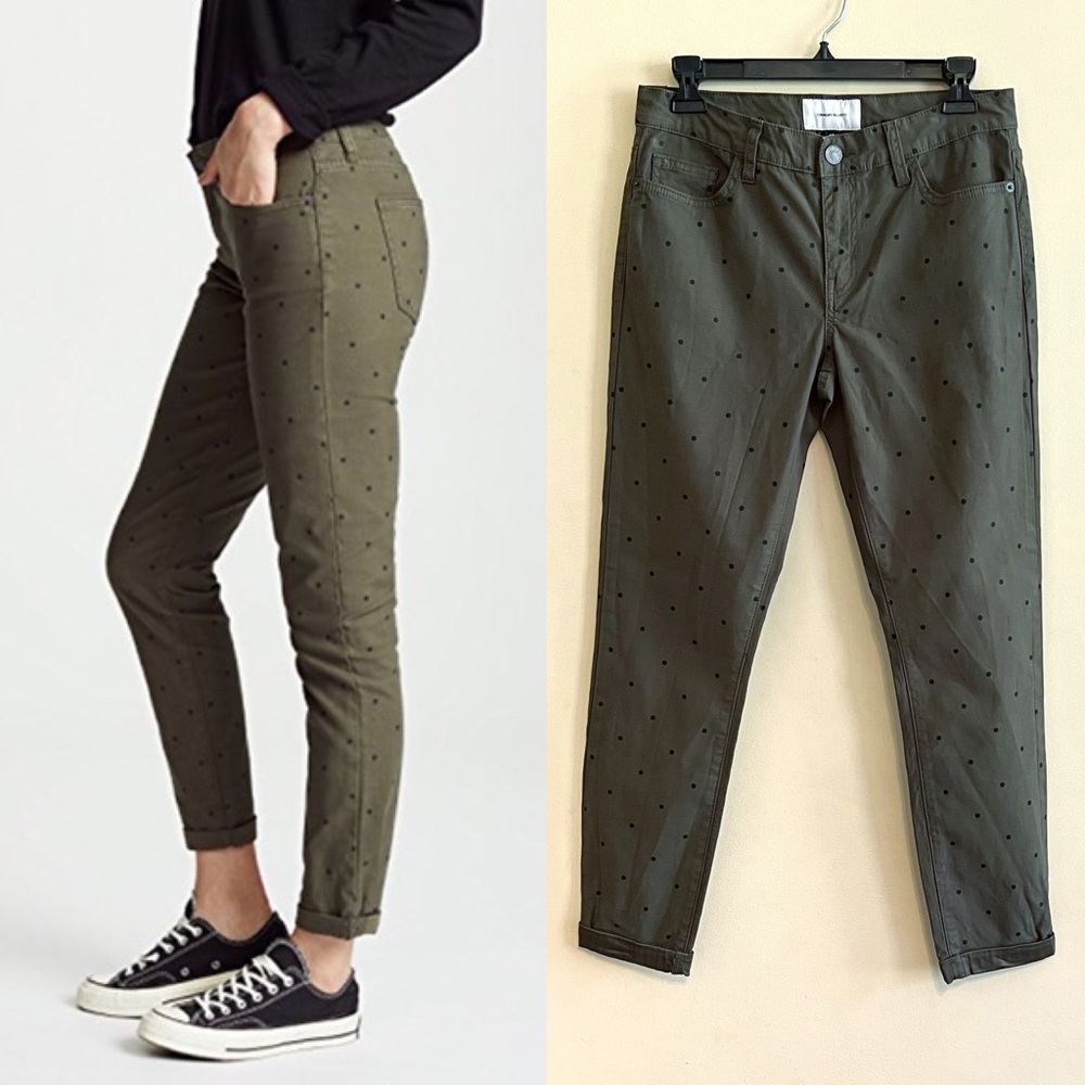 Current/Elliot Olive Green Polka Dot Pant Size 27